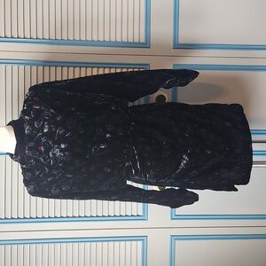 Zara Black Velvet Paisley Mini Dress